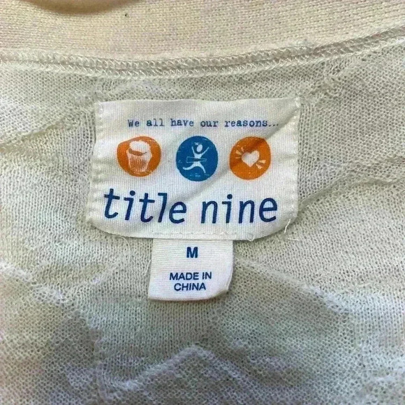 Title Nine Sweater Size Medium Women's Cream Washable Wool Tie Front Cardigan - Picture 11 of 11